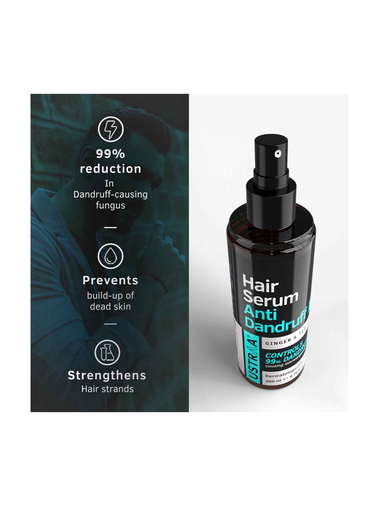 Ustraa Anti Dandruff Hair Serum - 200 ml & Face Mask Oily Skin - 125 gm