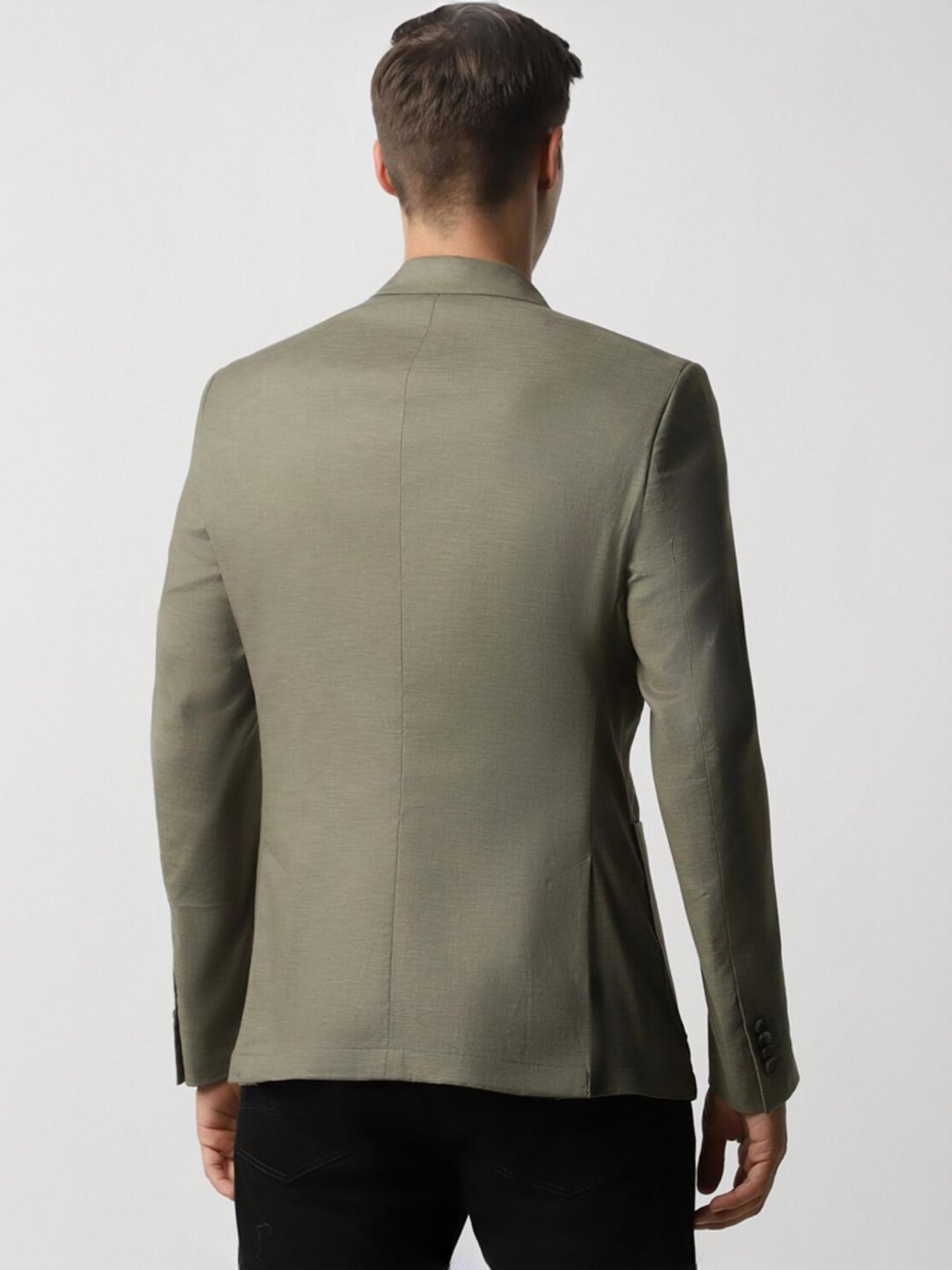 Van Heusen Olive Slim Fit Texture Blazer