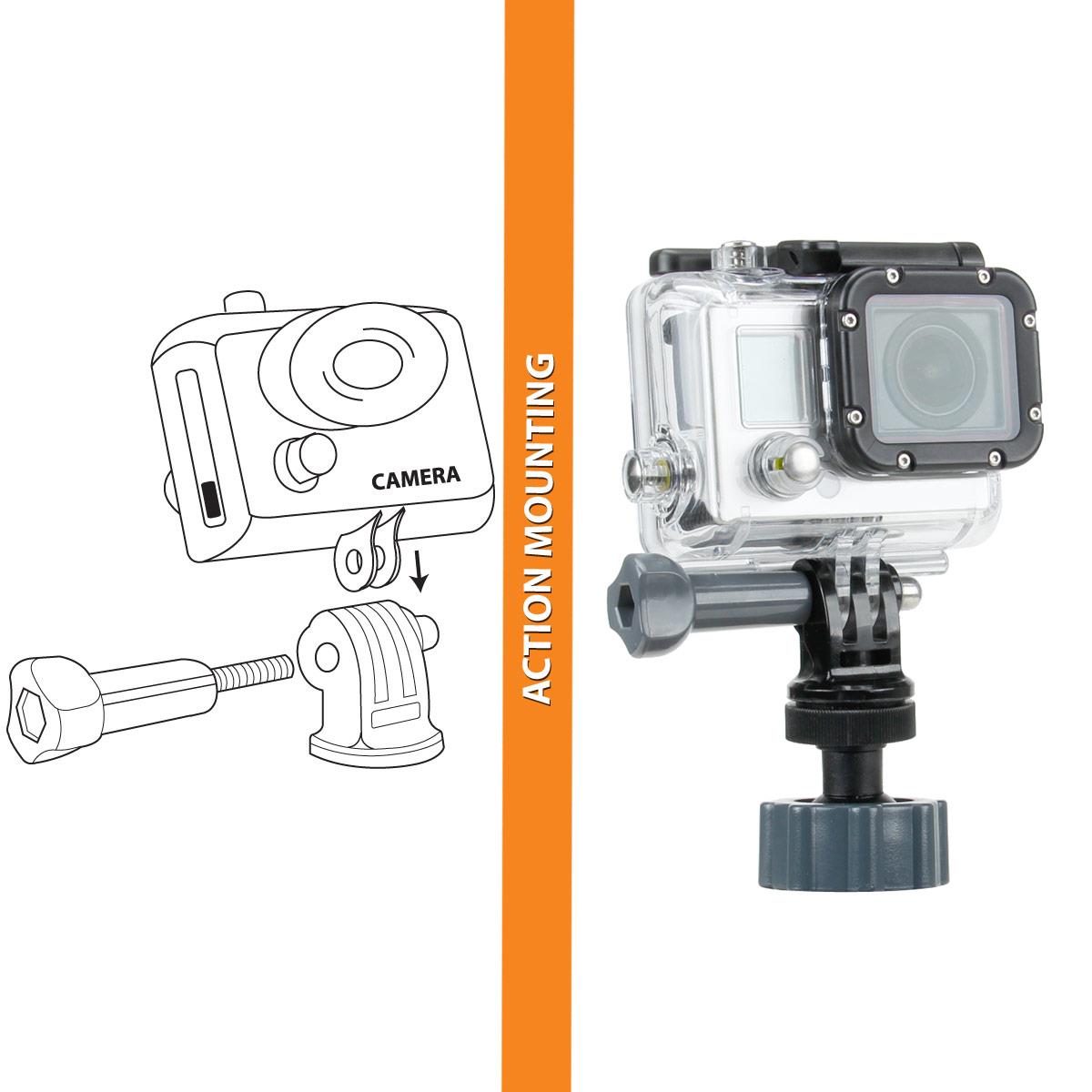 Adjustable Action Stabilizing Handlebar Mount w/ J Hook and Tripod Adapter by USA Gear - Works With Sony 4K FDR-X1000V , HDR-AS10 , HDR-AS100V & More