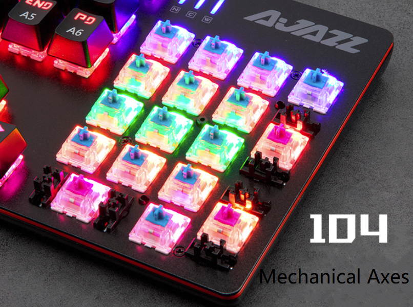 Ajazz AJ119  26 Anti-ghosting Keys, Ergonomic Design, Cool Exterior USB Wired Black Mechanical Green Color Backlit LED Keyboard And 2400DPI  Mouse Combo For Office And Game-Black