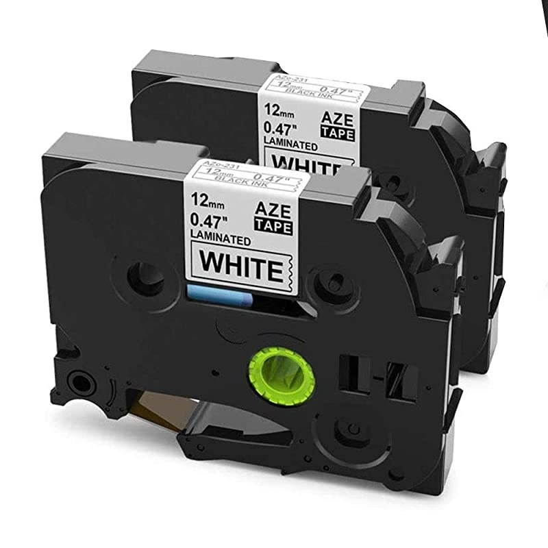 Compatible Label Tape Replacement for Brother TZe231 Ptouch TZ Tapes TZe Laminated Tape 12mm 047 White TZe231 Work with Brother PTouch Label Makers PTD210 PT D400 1230 1280 2Pack
