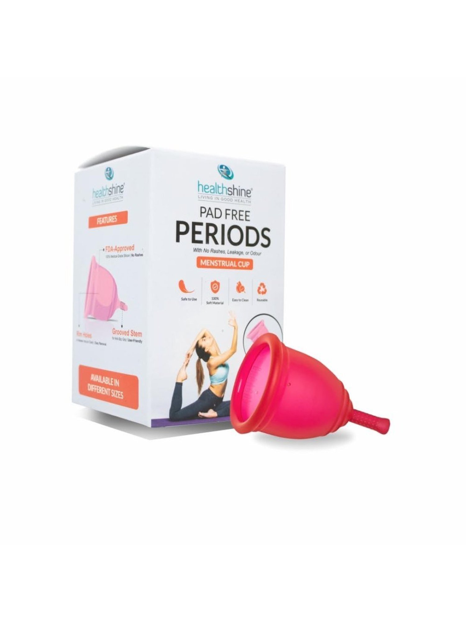 Healthshine Reusable Menstrual Cup for Women, Medium Size with Pouch (Pink)