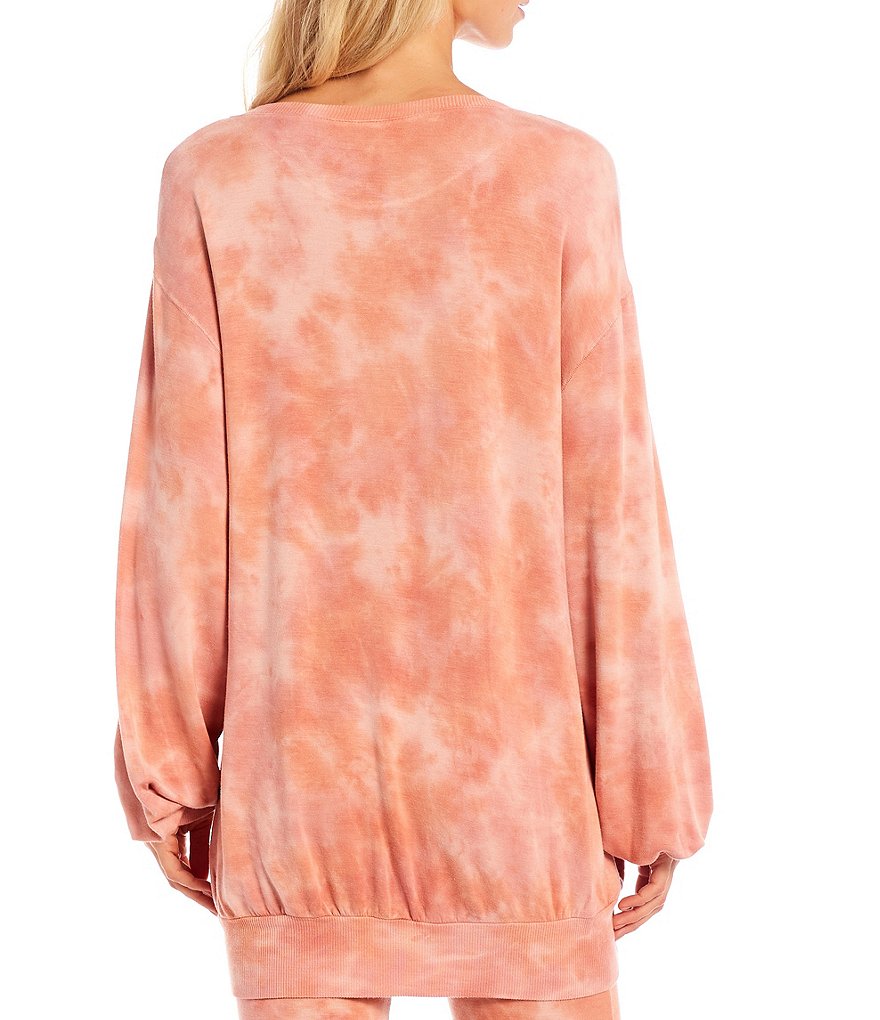 Honeydew Intimates Daze Off Tie-Dye Printed French Terry Oversized Crew Neck Coordinating Sleep Sweatshirt