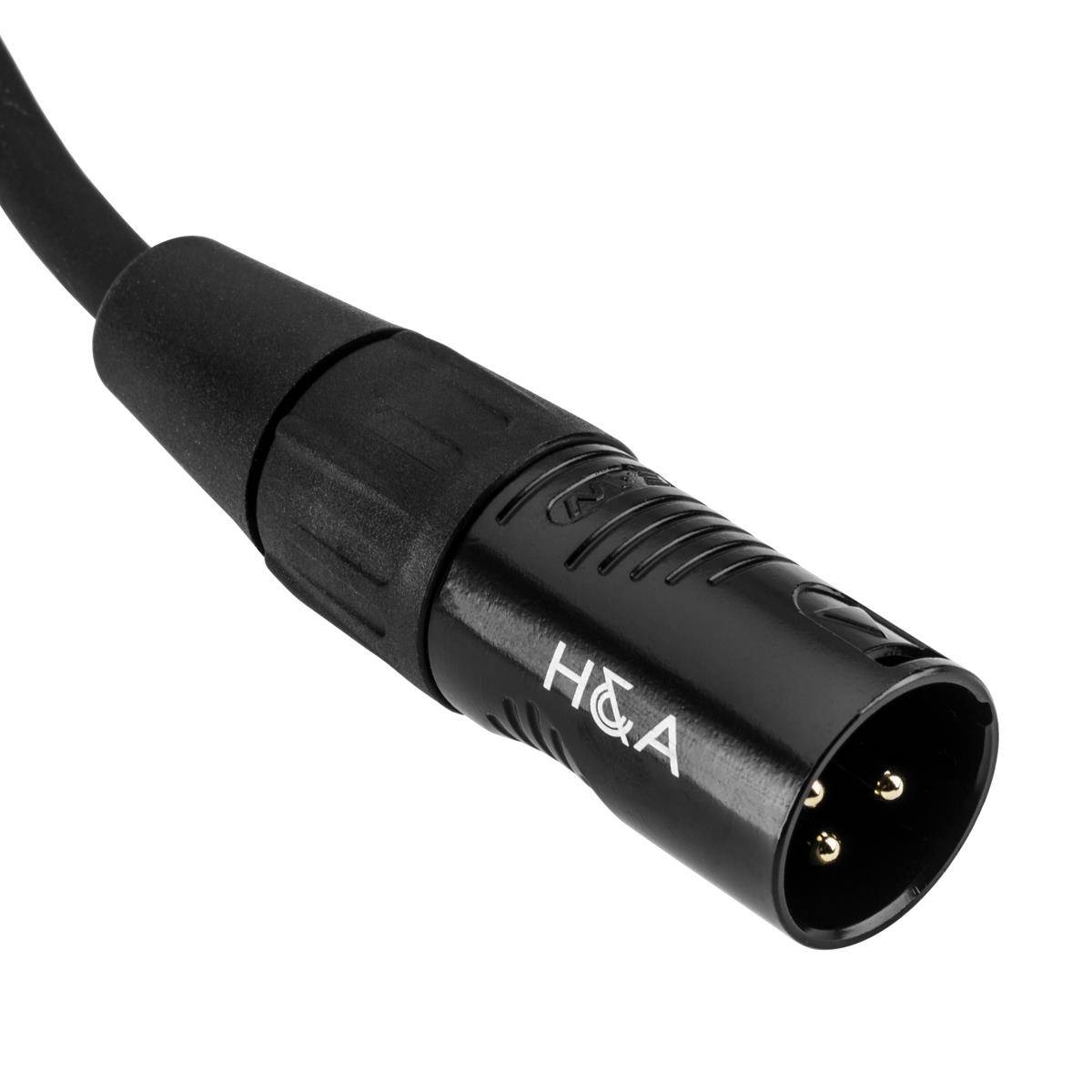 H&A Platinum Pro Quad 1' XLR M to XLR F Microphone Cable with Rean Connectors