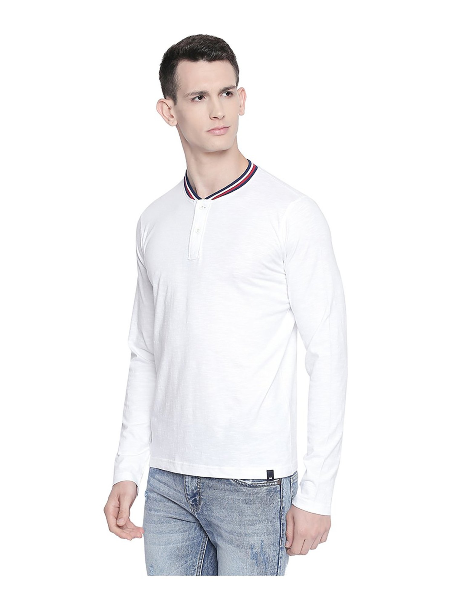 Basics White Henley T-Shirt