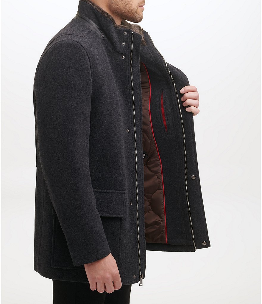 Cole Haan Long-Sleeve Wool-Blend Plush Car Coat