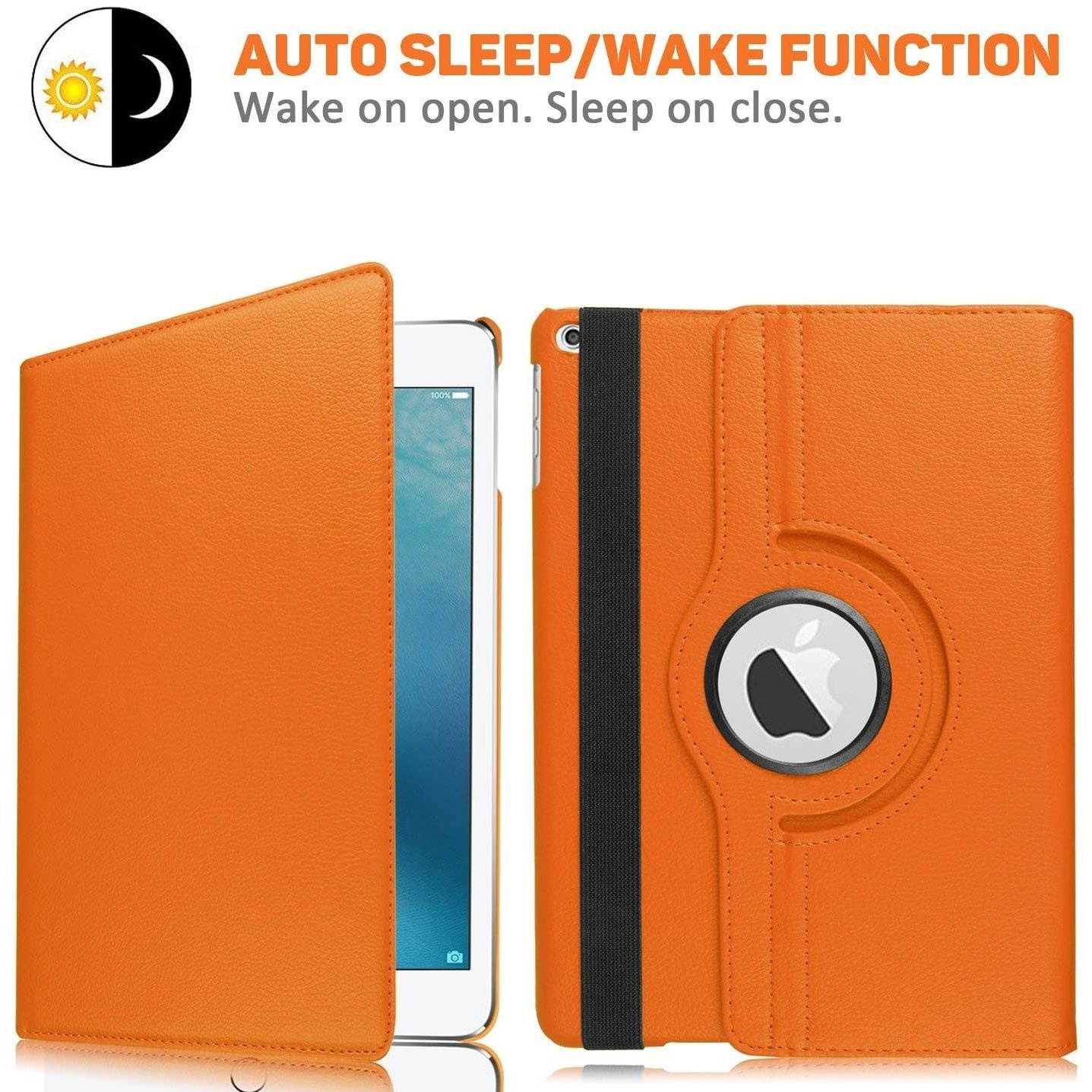 360 Degree Smart Rotating Leather Hybrid Case for iPad 10.2 inch (8th & 7th Gen) - Orange