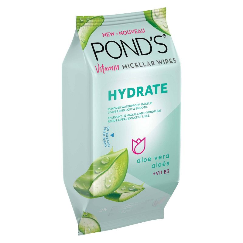 Pond's Vitamin Micellar Hydrate Facial Wipes - Vit B3 - Aloe Vera - 25ct