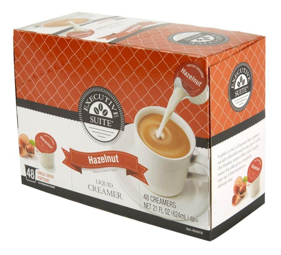 Executive Suite&reg; Hazelnut Liquid Coffee Creamers, 0.38 Oz, Box Of 48 Creamers