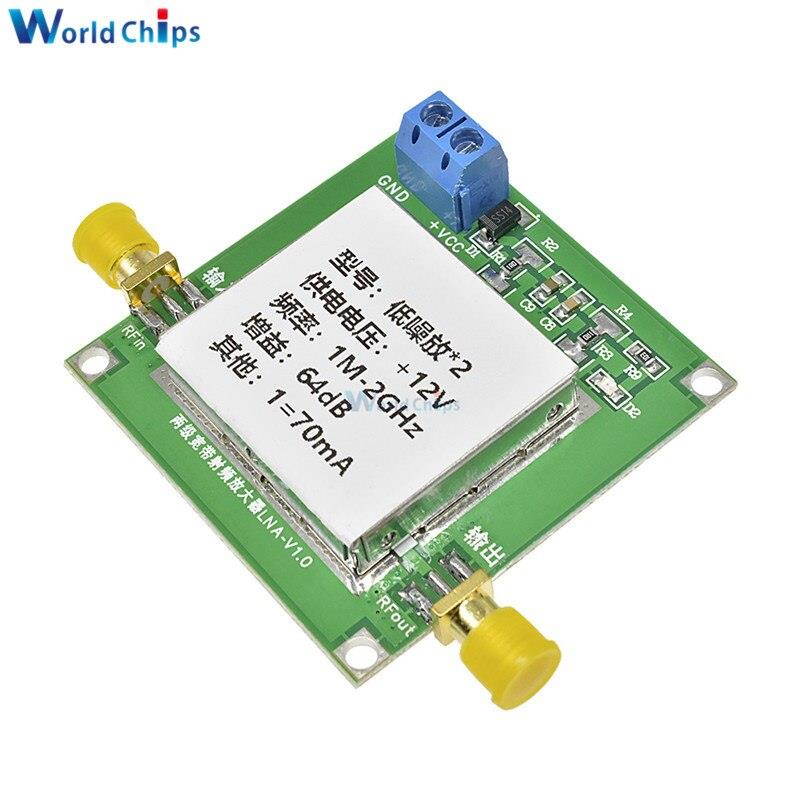 0.1-2GHz 64dB Gain RF Broadband Amplifier Board Low Noise Amplifier LNA Module Low Noice 12V DC