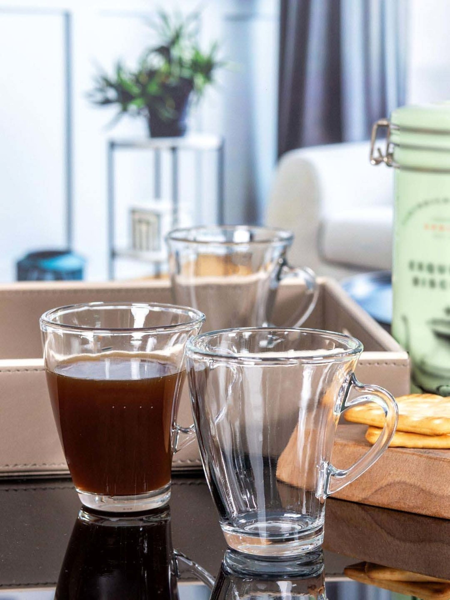 ROXX Delta Transparent Glass Coffee Mug (0.165 L) - Set of 6