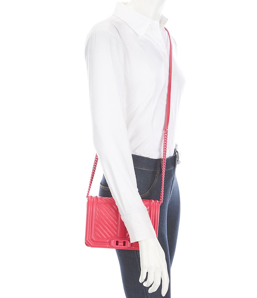 REBECCA MINKOFF Chevron Quilted Small Turn Lock Love Crossbody Bag
