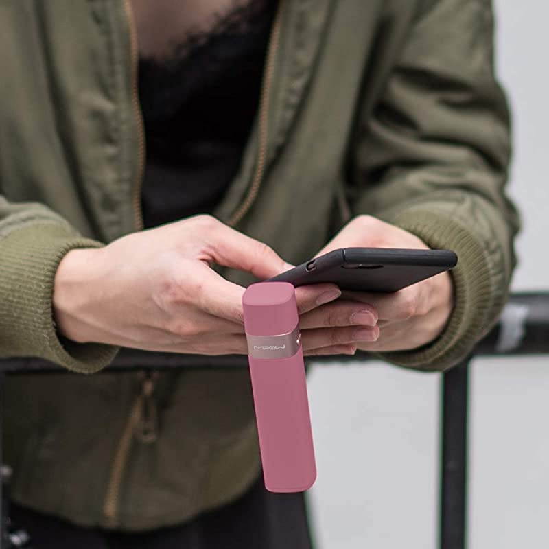 Mini 3000mAh Portable Charger Slim Lipstick External Battery Pack Stylish Power Bank with Builtin Apple MFi Certified Lightning Cable for iPhone Airpods iPad Red