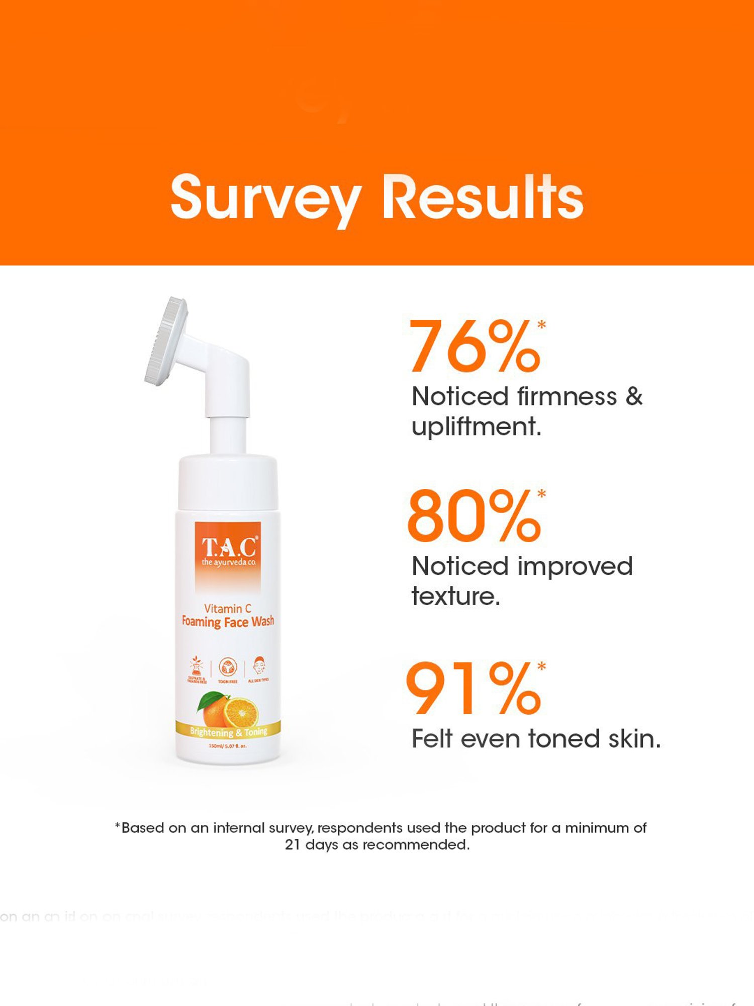 TAC - The Ayurveda Co. Vitamin C Foaming Face Wash with Brush for Glowing Skin - 150 ml