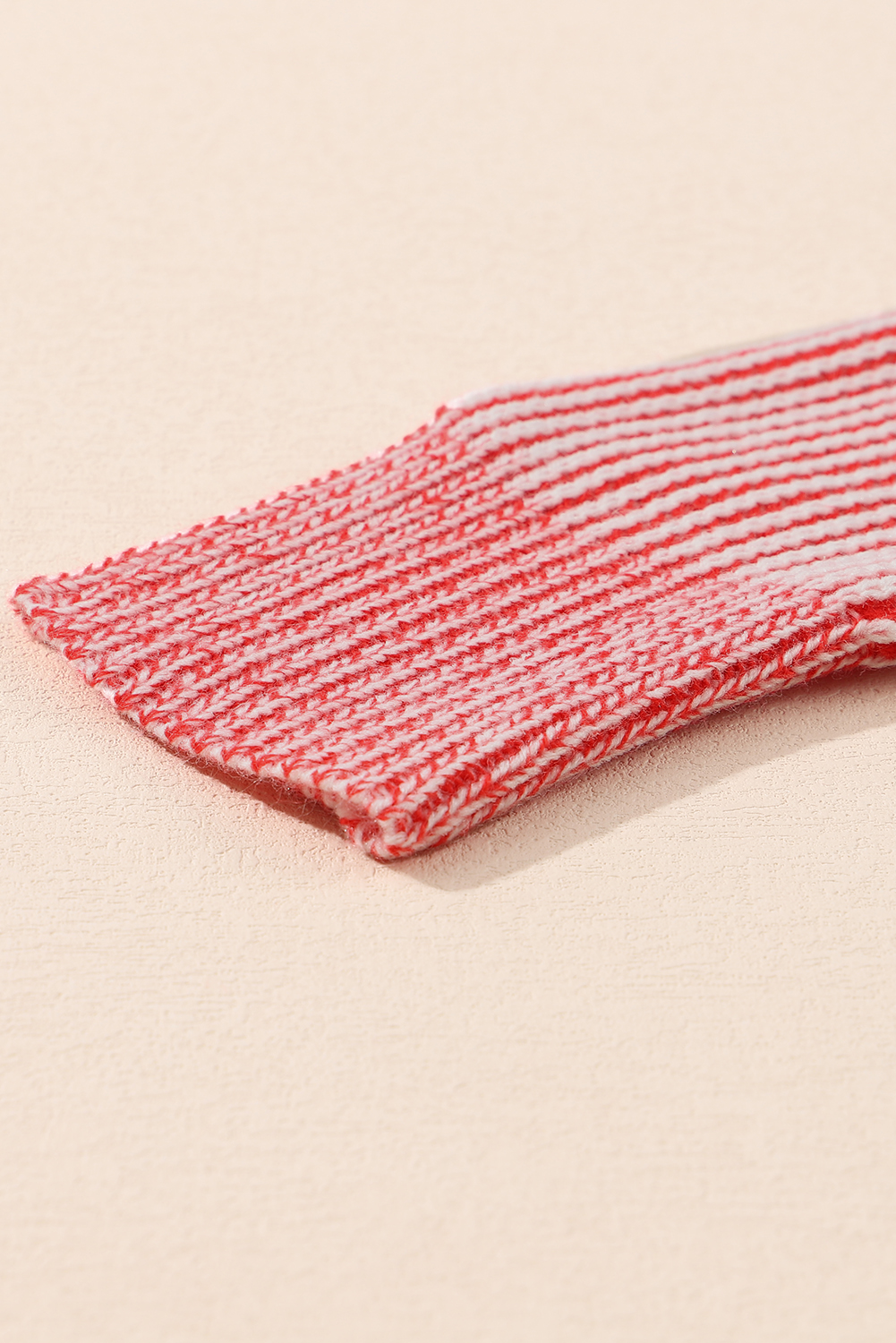 Red Casual Stripe Print Round Neck Sweater