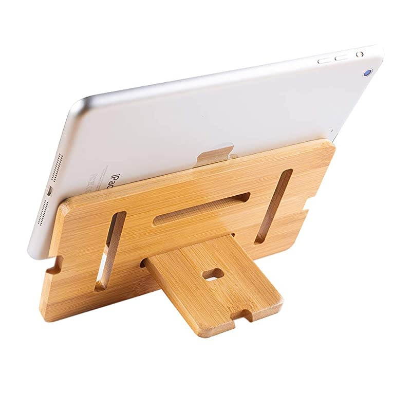 Cell Phone Stand, Desktop Wooden Mobile Phone Holder Natural Bamboo (Stand PCS)