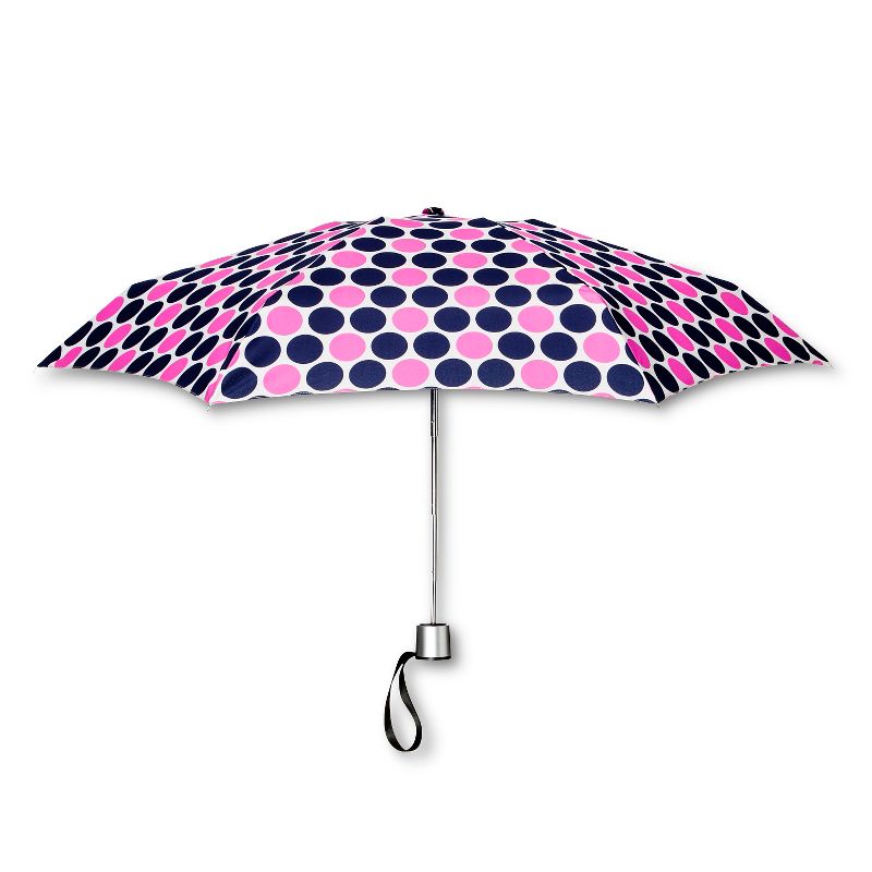 ShedRain Manual Compact Umbrella  - Navy Polka Dot
