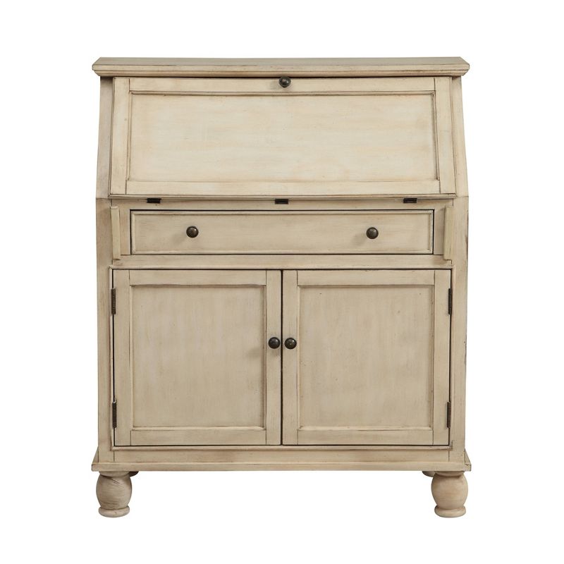 Milam 2 Door 1 Drawer Drop Lid Cabinet with Power Cream - Treasure Trove Accents