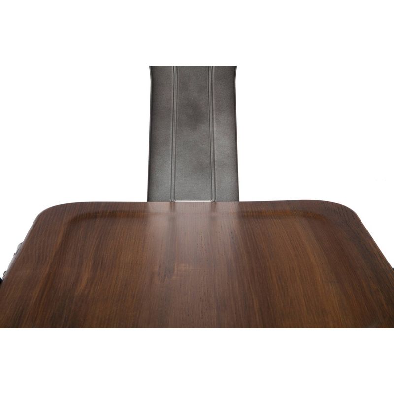 Set of 4 26" Industrial Modern Mid Back Galvanized Steel Counter Height Barstool with Arms and Solid Ash Wood Seats Gunmetal/Walnut - OFM