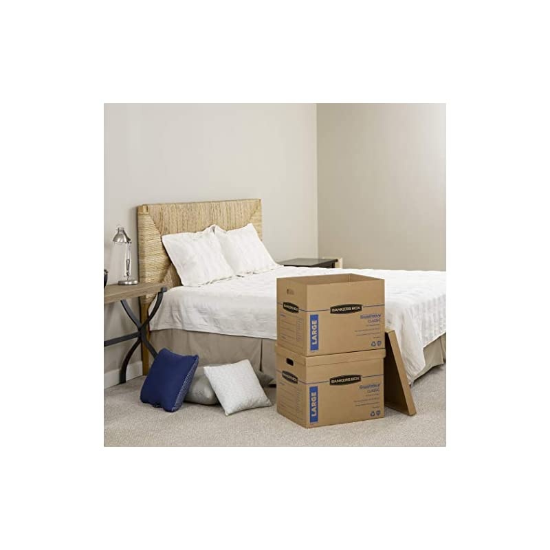 SmoothMove Classic Moving Boxes, Tape-Free Assembly, Easy Carry Handles, Large, 21 x 17 x 17 Inches, 10 Pack (7718202)