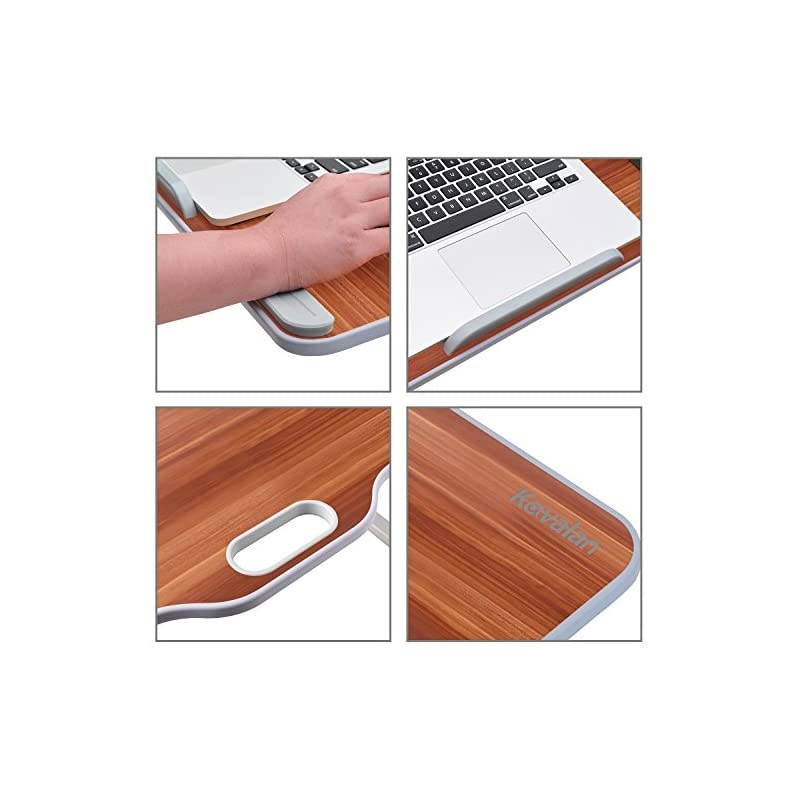 Laptop Stand  Foldable Laptop Table wTop Handle Adjustable Height Desk Serving Tray on Couch Standing Dining Table on Sofa Ideal for Reading Working Studying American CherryLarge