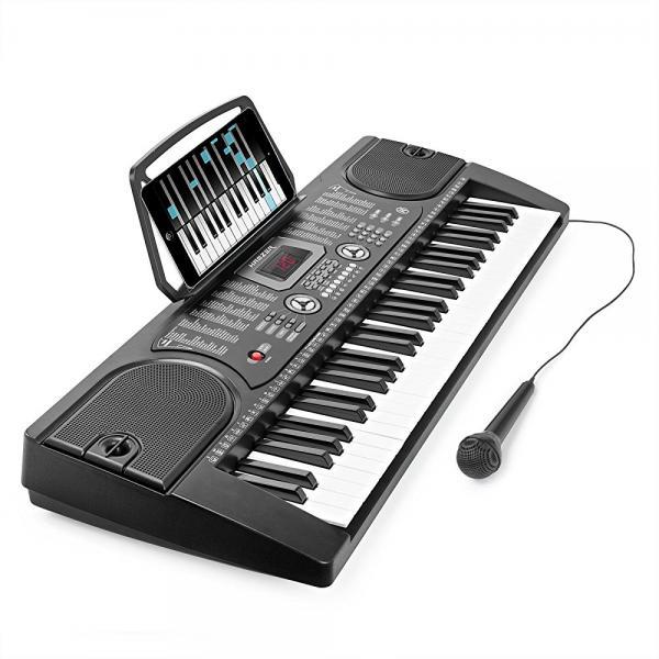 Hamzer 61-Key Digital Music Piano Keyboard - Portable Electronic Musical Instrument - with Microphone and Sticker Sheet