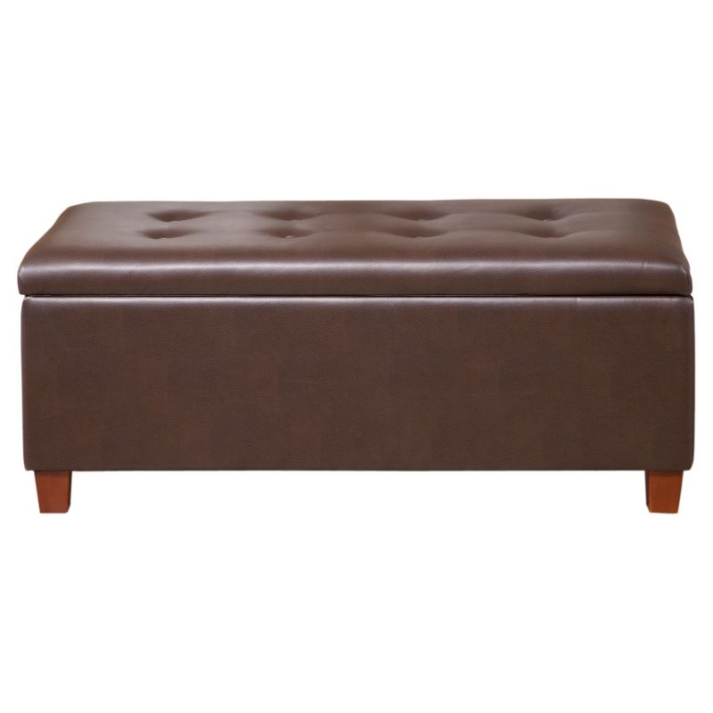 Large Faux Leather Storage Bench Chocolate Brown - HomePop