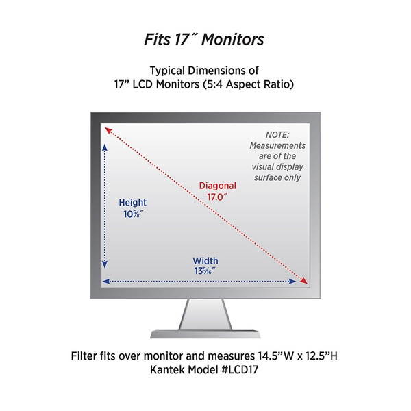 Kantek LCD17 Standard Screen Filter Silver 18" LCD Monitor