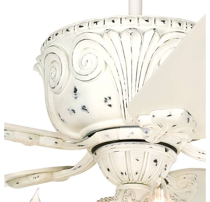 52" Casa Vieja Vintage Chic Ceiling Fan with Light LED Crystal Chandelier Rubbed White for Living Room Kitchen Bedroom Family