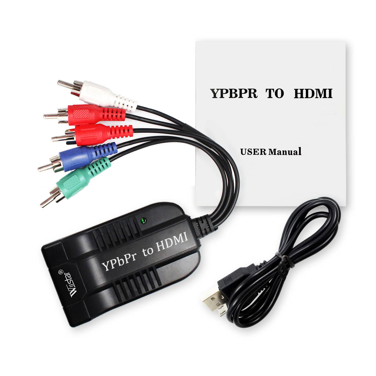 Wiistar Component to HDMI Converter 5RCA RGB YPbPr to HDMI Converter Supports 1080P Video Audio Adapter for DVD PSP Xbox 360 PS2