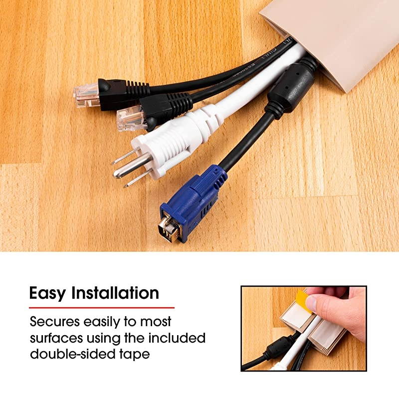 10 Ft Cord Cover Rubber Low Profile Cable Protector Tan 43002