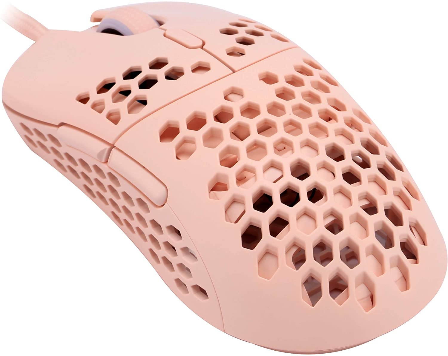 HK Gaming Mira S Ultra Lightweight Honeycomb Shell Wired RGB Gaming Mouse - Up to 12 000 cpi | 6 Buttons - 61g Only (Mira-S Rose Quartz)