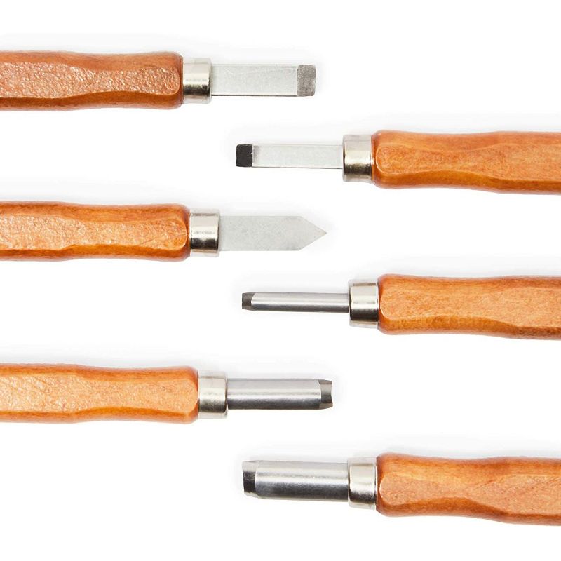 Bright Creations 12 Piece Wood Carving Tools Set for Beginners with Wooden Handles and Storage Case, Arts and Crafts