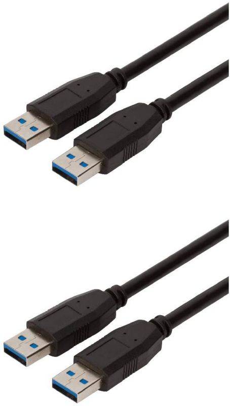 Buyer's Point SuperSpeed USB 3.0 (USB to USB Cable Male to Male) Type A/Type A Cable Cord for Data Transfer Hard Drive Enclosures, Printers, Modems, Cameras, Flash Drives, Thumb (6ft) Pack of 2 Black