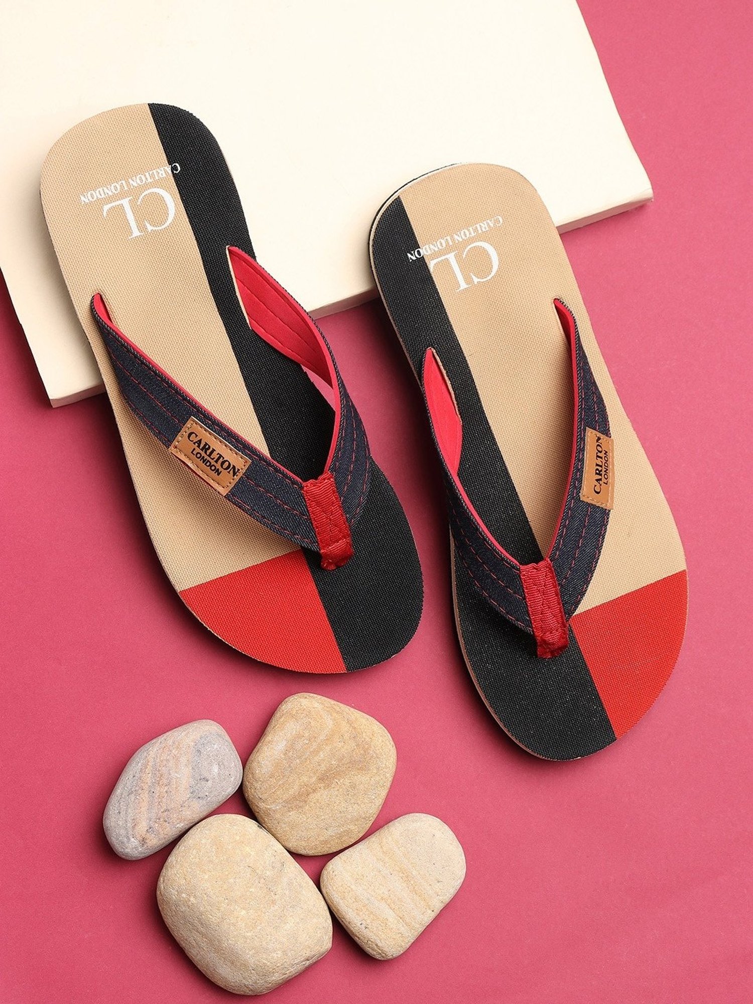 Carlton London Men's Beige Flip Flops