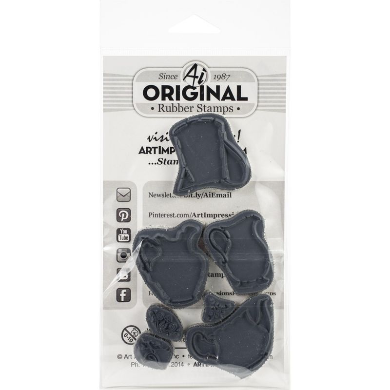 Art Impressions Watercolor Cling Rubber Stamps-Decorative Jar