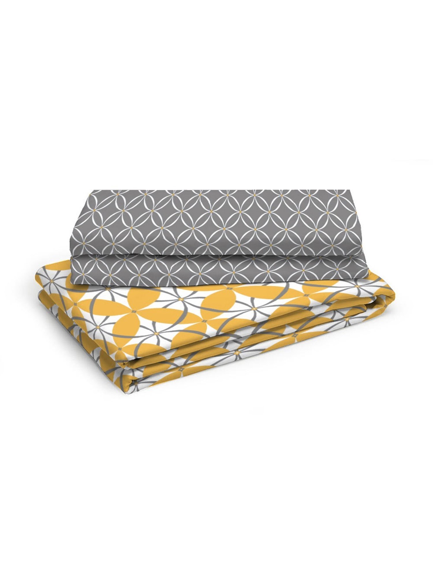 Layers Siena Printed Yellow 225 TC Cotton Double Bed Sheet with 2 Pillow Covers