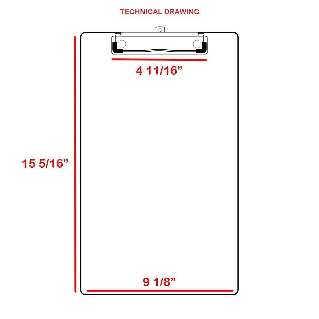 Acrimet Clipboard Legal Size Low Profile Clip (Hardboard) (3 - Pack)