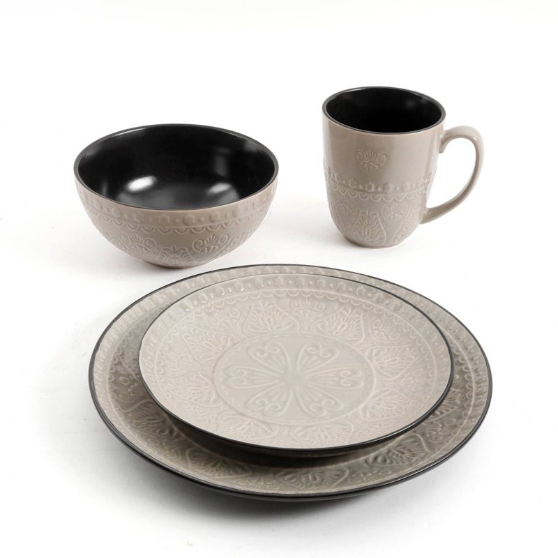Gibson Elite 16pc Stoneware Milanto Dinnerware Set Gray