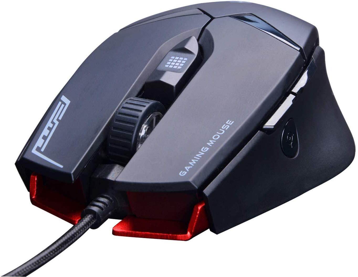 Gaming Mouse,Rii M01 USB Wired MMO Gaming Mouse with red led,7 Programmable Buttons - 12,000 Adjustible DPI,Optical Sensor Pixart PMW3360 for PC,Gamer