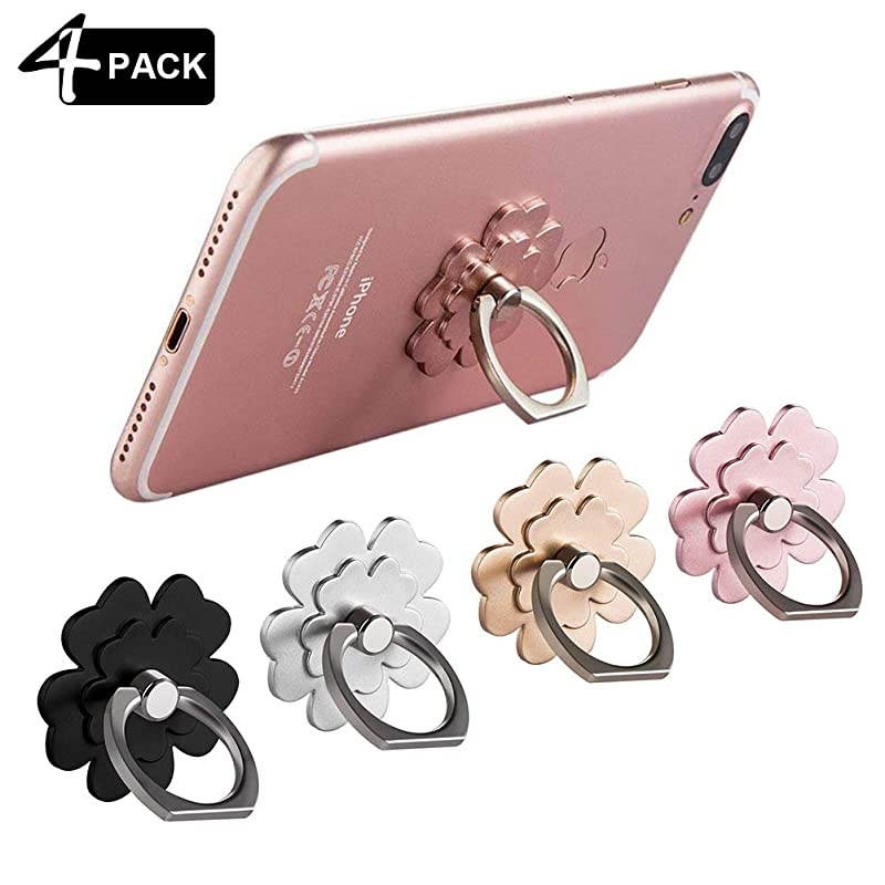 Cell Phone Ring Stand Finger Ring Holder 360 Rotation Phone Holder Ring Grip Compatible with Apple iPhone Xs Max XR X 8 7 Plus 5 5s Samsung Galaxy S8 S7 4-Pack