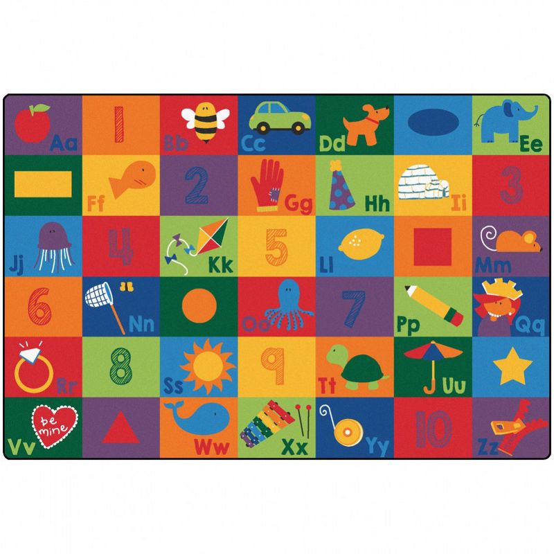 6'x9' Rectangle Woven letters Area Rug Multicolored - Carpets For Kids