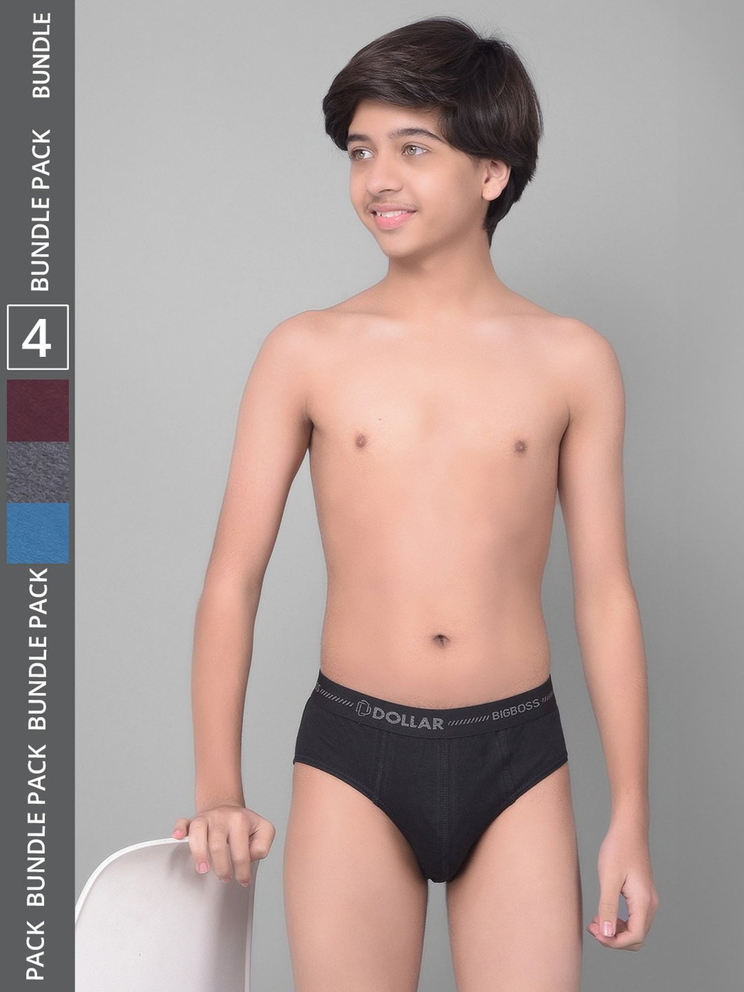 Dollar Bigboss Boys Multicolor Solid Briefs (Pack Of 4)