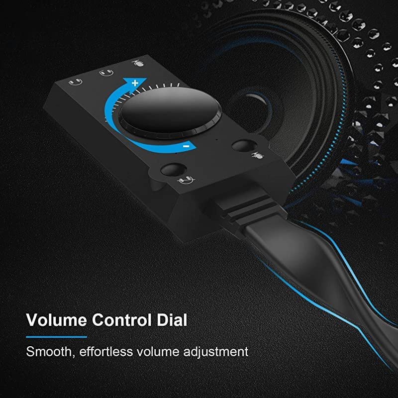 USB Sound Card,  USB External Stereo Sound Adapter Splitter Converter with Volume Control for Windows and Mac, Plug & Play, No Drivers Needed