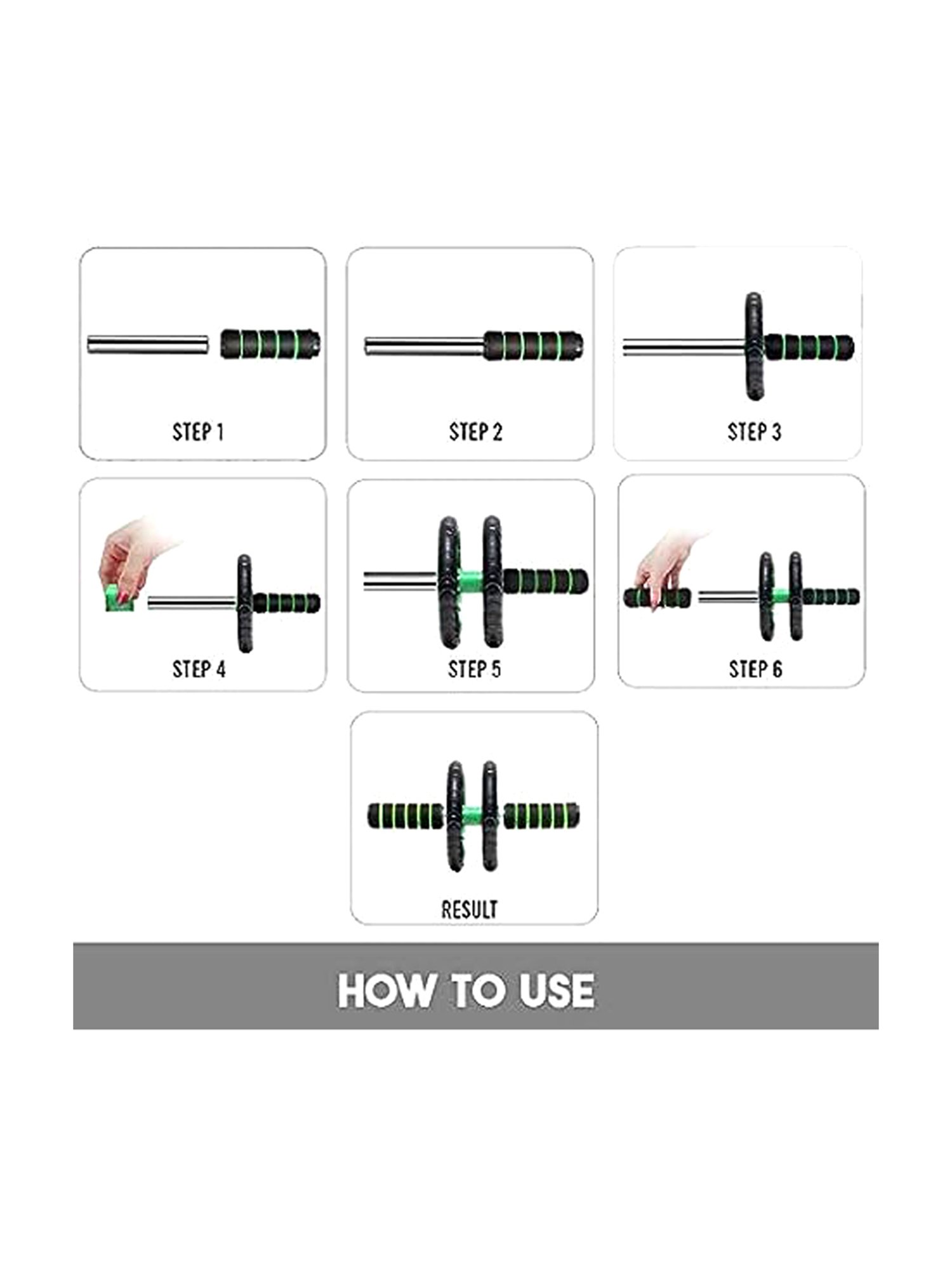 PAXMAX 2 Wheel Anti Skid Total Body AB Roller Exerciser for Abdominal Stomach (Green)