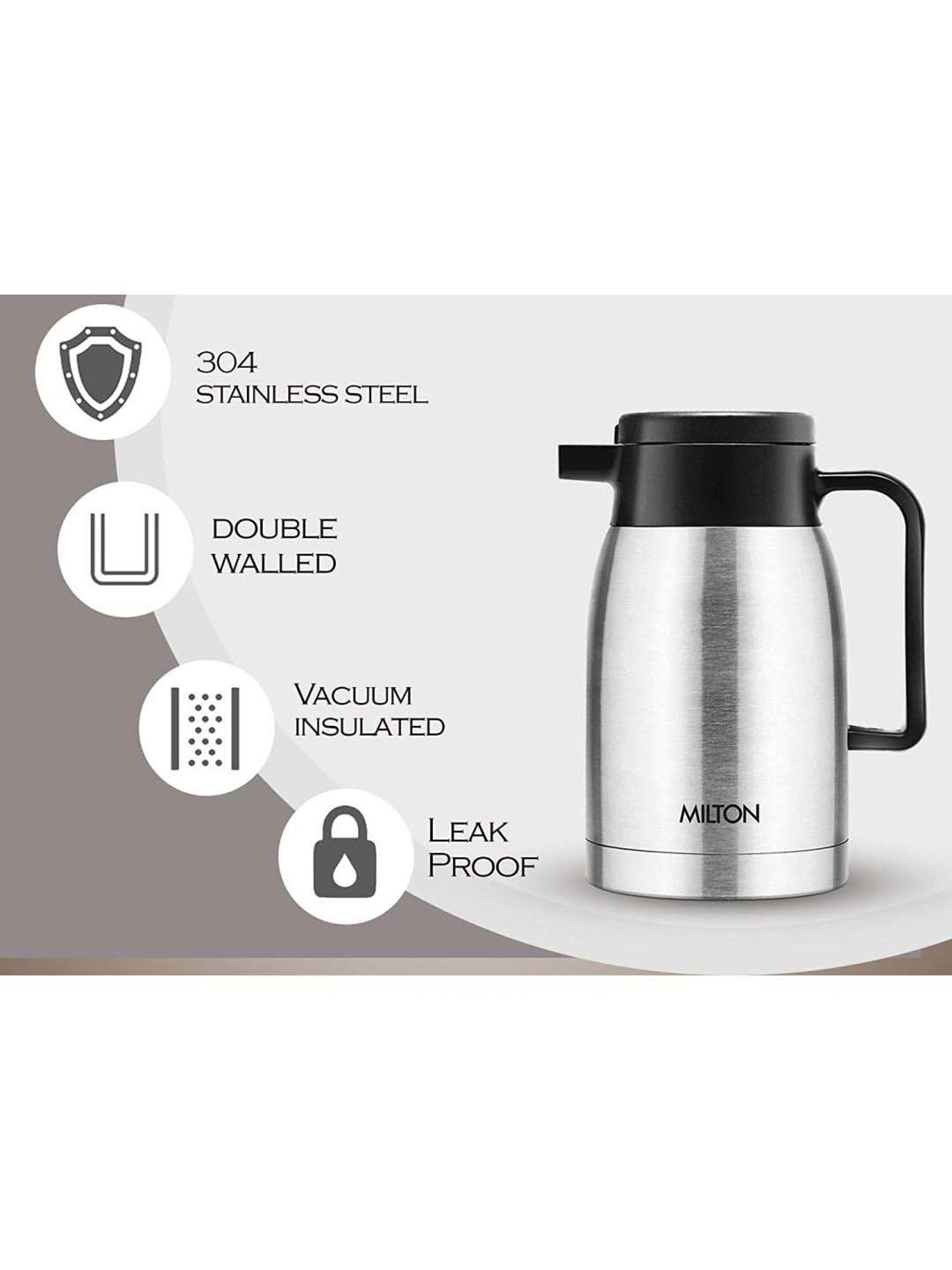 Milton Silver Stainless Steel Thermal Coffee Pot (500 ml) - Set of 1
