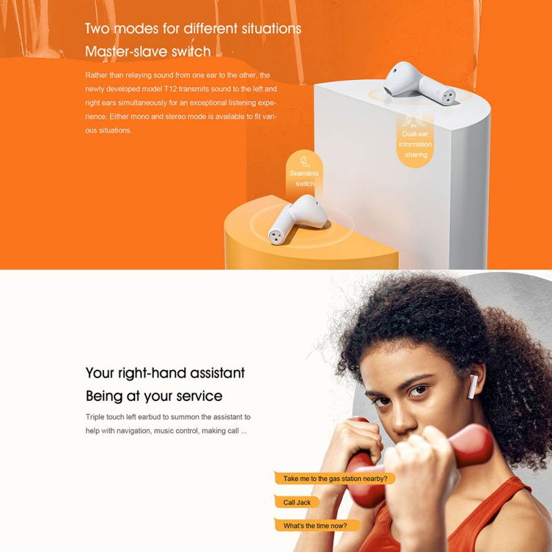 QCY T12 Bluetooth Headset TWS Wireless In-ear Magnetic Headset