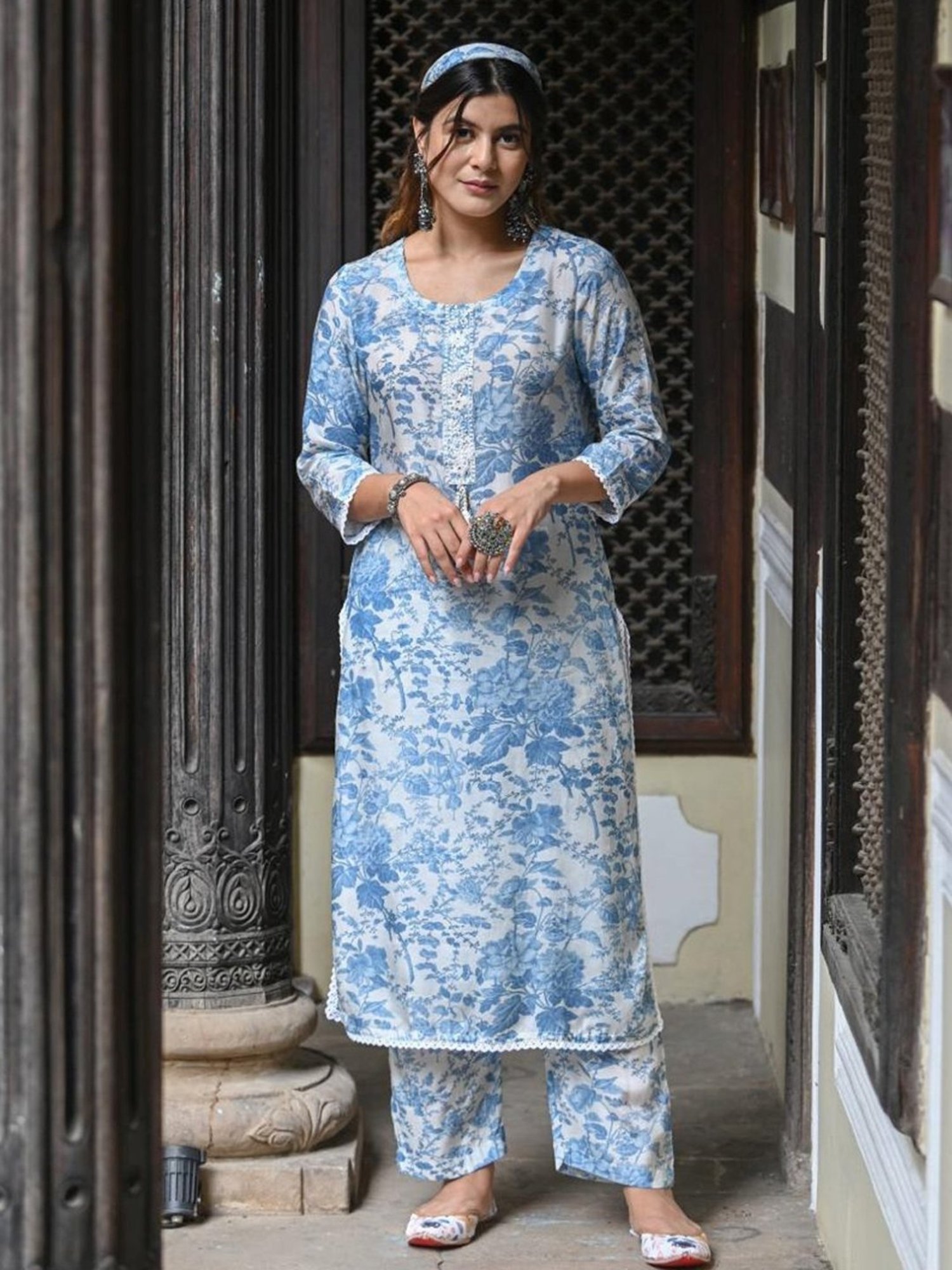 Mahee Jaipur Blue Floral Kurta with Pant