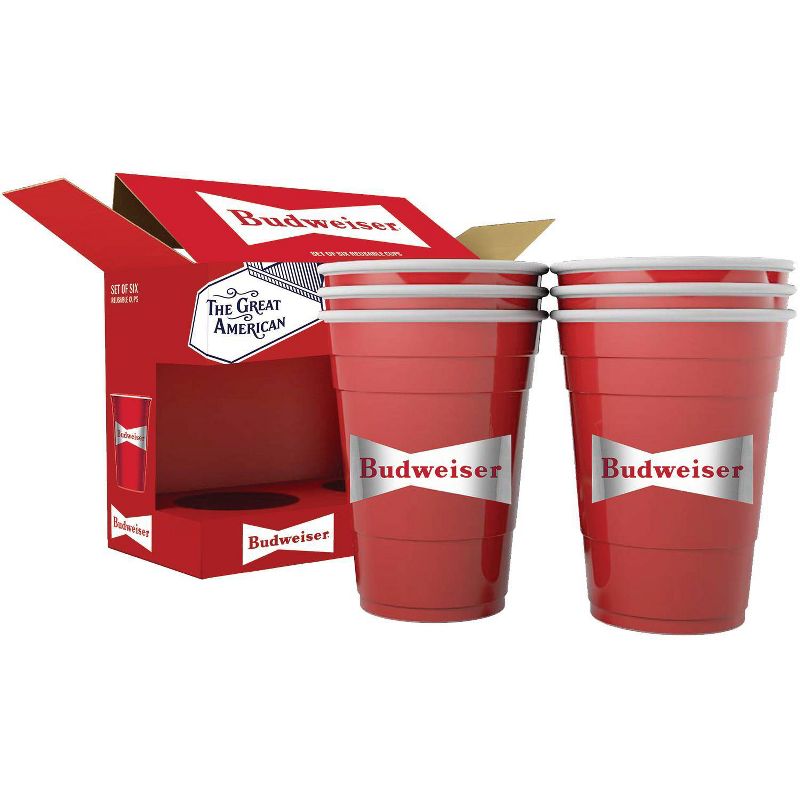 Budweiser 16oz 6pk Plastic Reusable Cups
