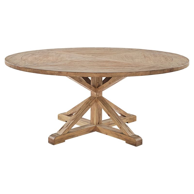 72" Sierra Round Farmhouse Pedestal Base Wood Dining Table Vintage Pine - Inspire Q